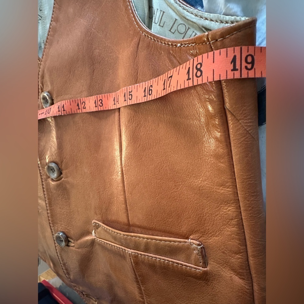 Paul Louis Inc Carmel Brown Vintage Leather Vest - Picture 9 of 9